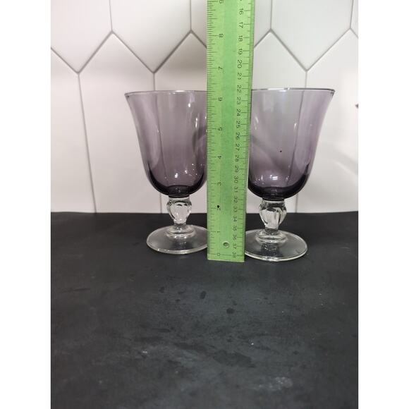 Cristal D'Arques-Durand Amethyst Wine Glasses, Set of 2, Vintage Purple Stemware - Picture 8 of 9